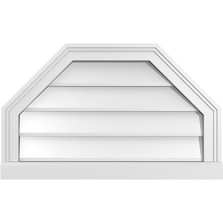 Ekena Millwork Octagonal Top Surface Mount PVC Gable Vent w/ 2"W x 2"P Brickmould Sill Frame, 26"W x 16"H GVPOT26X1603SN
